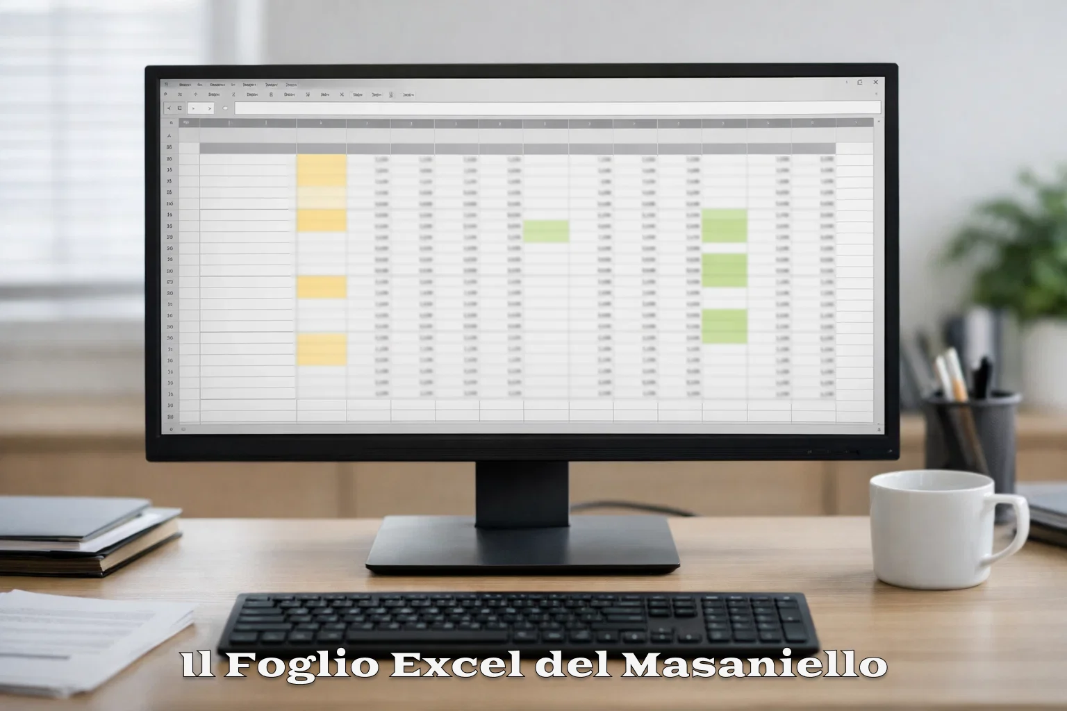 Schermo di computer con foglio di calcolo e colonne di dati organizzati
