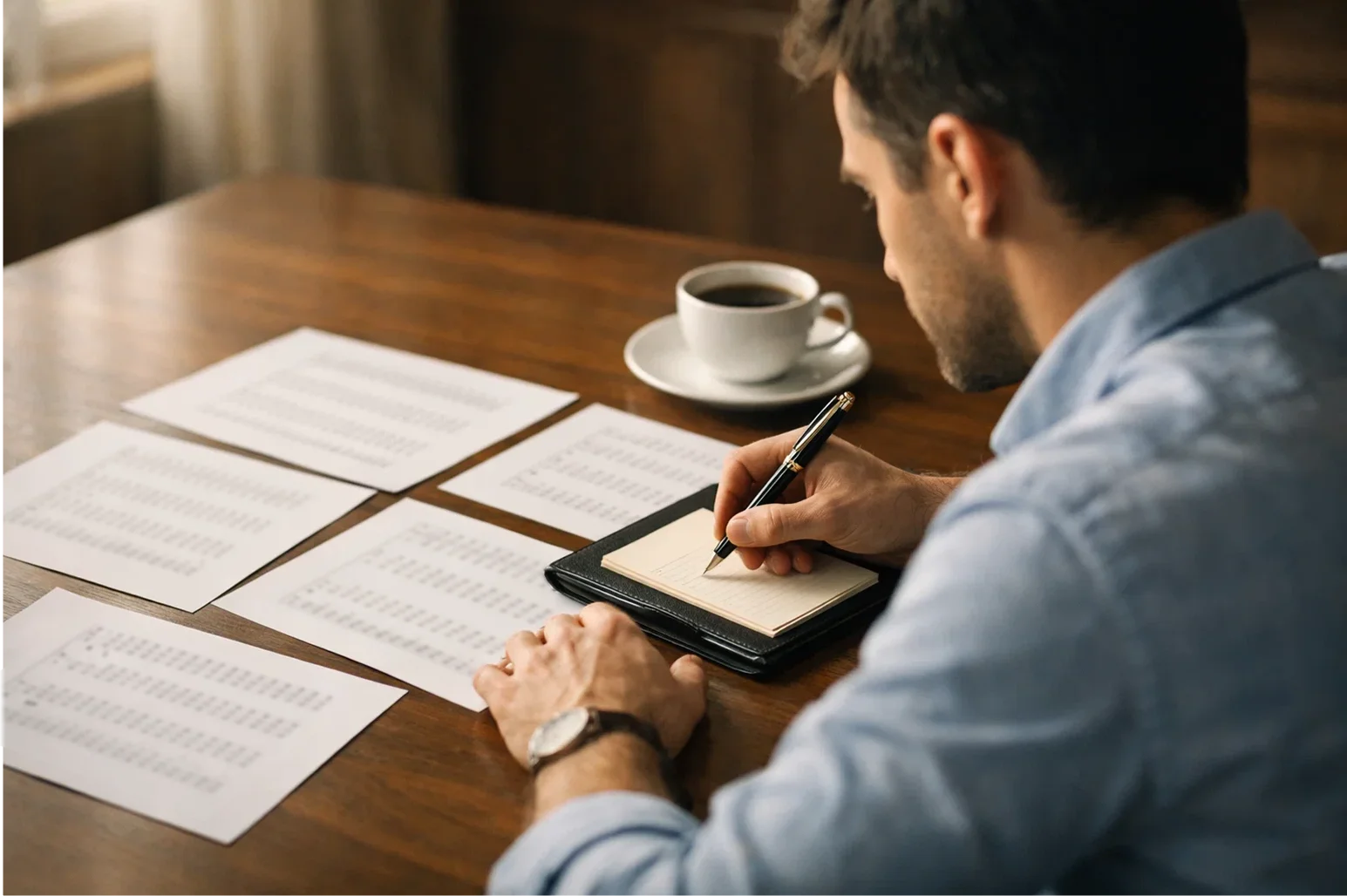 Persona che pianifica una strategia di scommesse con documenti e appunti